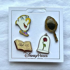 NWT Disney Parks Beauty and the Beast Pin Set